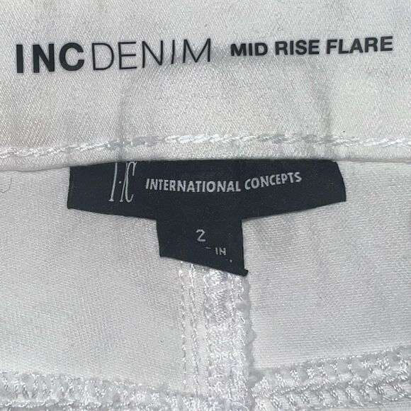 INC Women's Mid-Rise Ripped Kick Flare Jeans Washed White Size 2/26 NWT - Picture 4 of 8